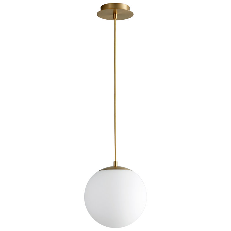 Luminaire suspendu sphère 1 lumière DEL Kamm, Laiton vieilli, H 133 po x l 10 po x P 10 po