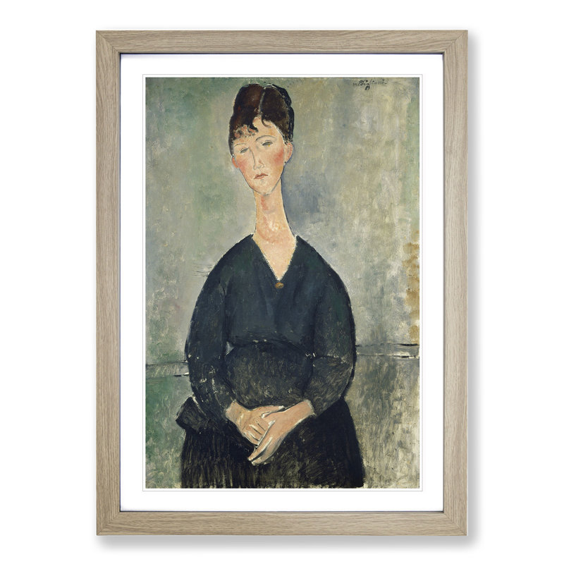 Cafe Singer by Amedeo Modigliani - Picture Frame Painting, 36cm H x 27cm W x 2cm D, Oak Framed