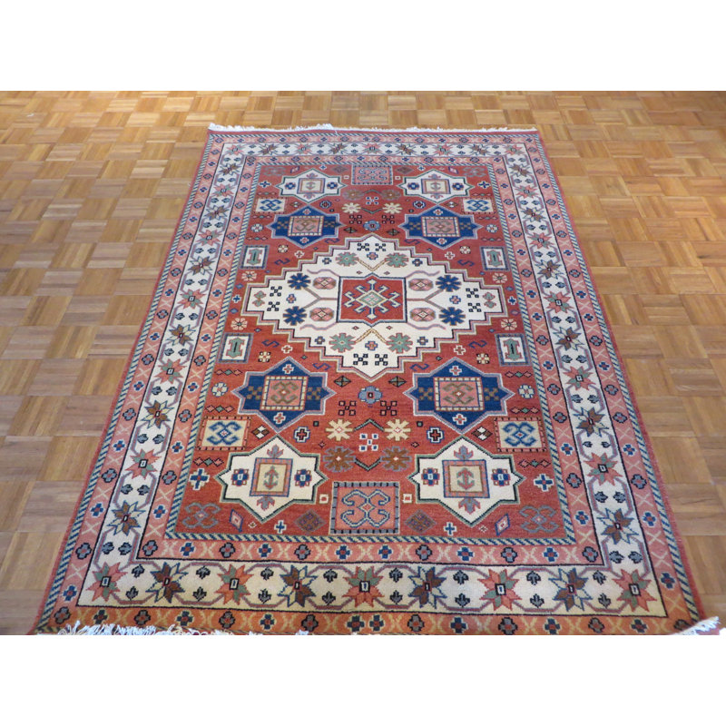 Tapis de zone en laine 5 pi 6 po x 7 pi 8 po one-of-kind noué la Bechtold