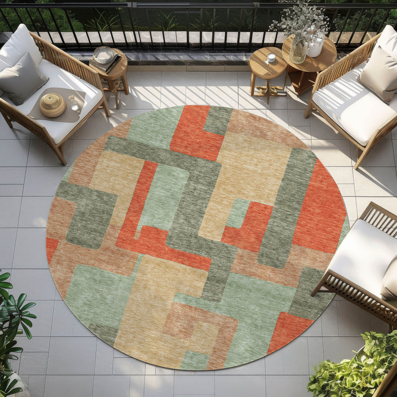  Tapis intérieur / extérieur antidérapant Chayden, Rond 8 pi