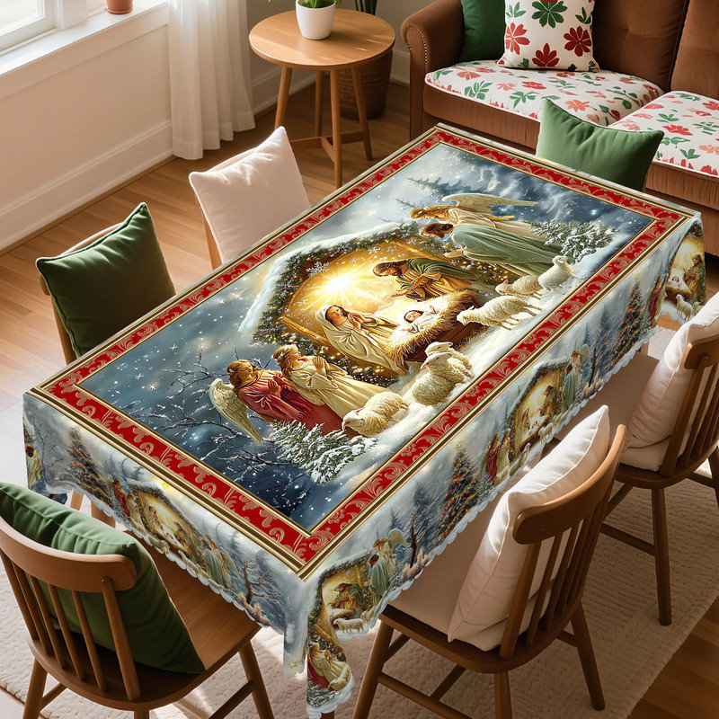 Nappe en polyester lavable Noël, L 70,8 po x l 55,12 po