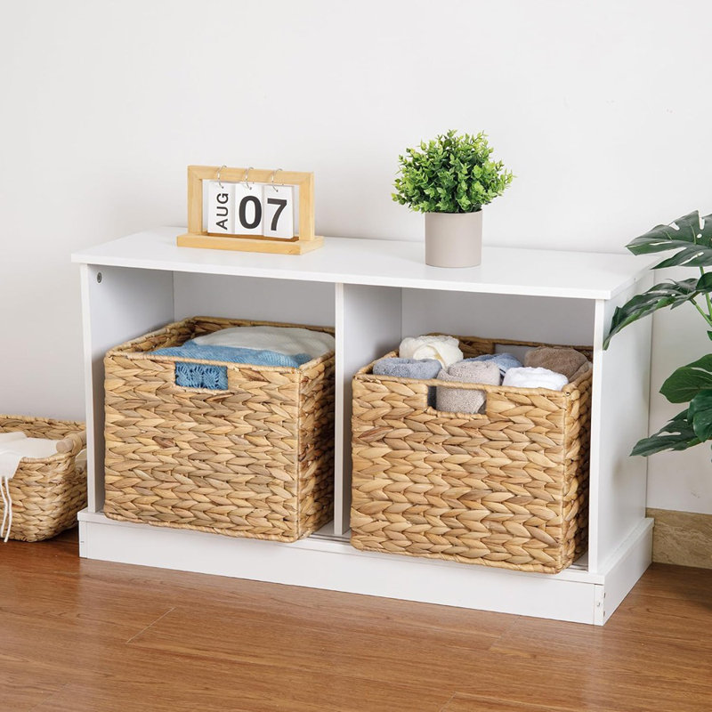 10 paniers de rangement 10 po en jacinthe d'eau, ensemble de 3 cubes en osier - garde-manger carré pliable et tablettes