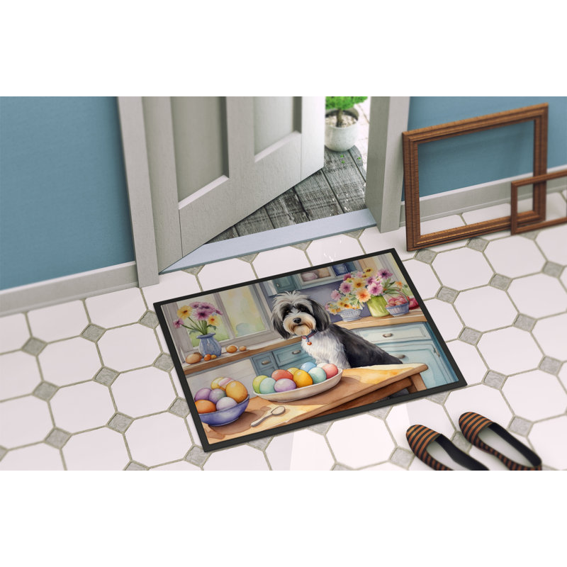 Decorating Easter Tibetan Terrier Doormat, 18" W x 27" L