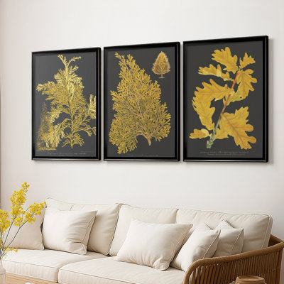 Trees & Leaves I  -Custom Framed  Wrapped Gallery Canvas - 3 Pieces