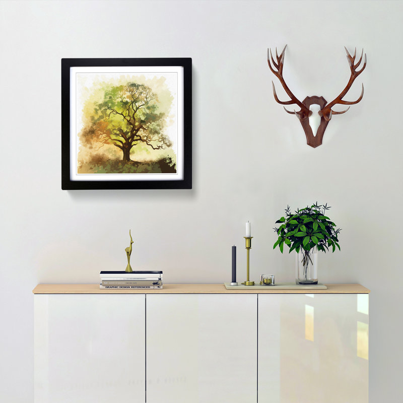 Oak Tree Abstract Art No.2 - Framed Print, Black