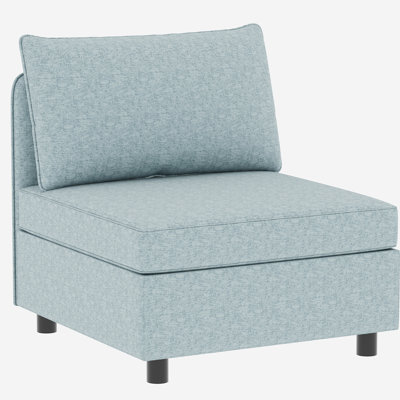 Siège sans accoudoirs pour canapé de salon modulaire, convertible avec rangement, canapé modulaire en chenille bleu antique 2 pièces, coussins moelleux et relaxants, ressorts ensachés à haute éponge