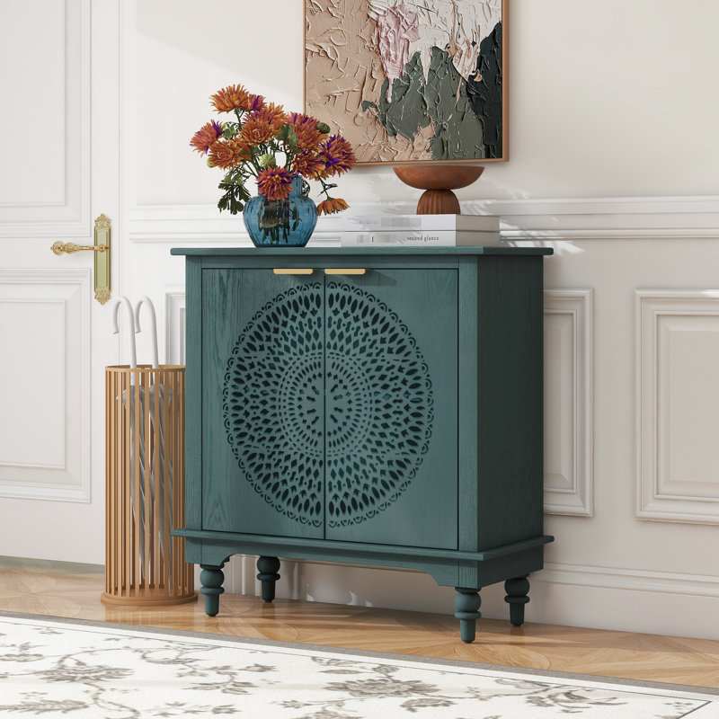 Armoire décorative à bord arrondi pour chambre à coucher - rangement noirâtre grande capacité 2 portes avec tablette réglable