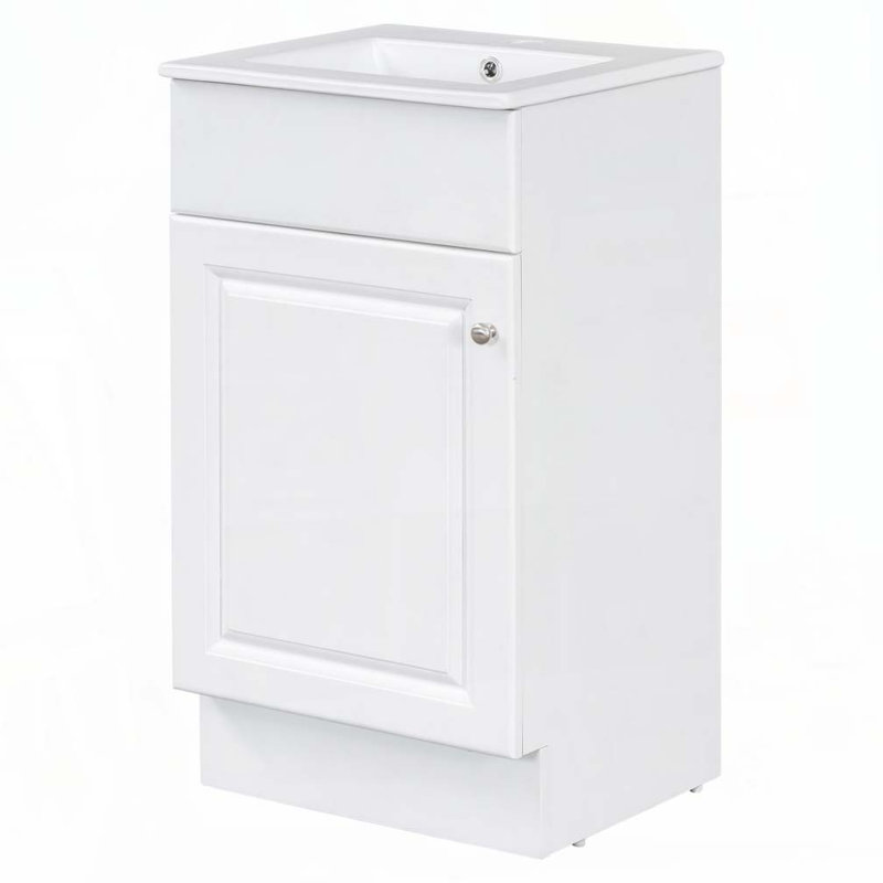 Meuble-lavabo 20 po avec lavabo en céramique, tablette réglable, Blanc