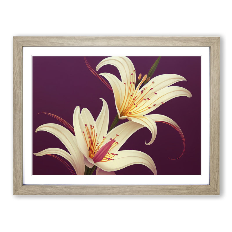 Dazzling Lily Flowers - Framed Print, Oak Framed, 34cm H x 46cm W x 2cm D