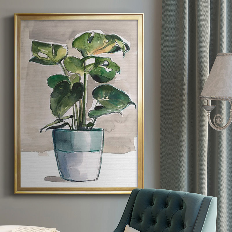 Plante en pot II - impression d'un seul cadre photo, Or, H 42,5 po x l 30,5 po x P 1 po
