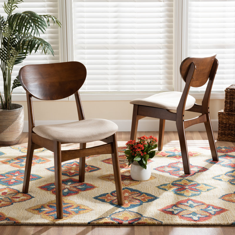 Glormarie Solid Wood Dining Chair, Beige
