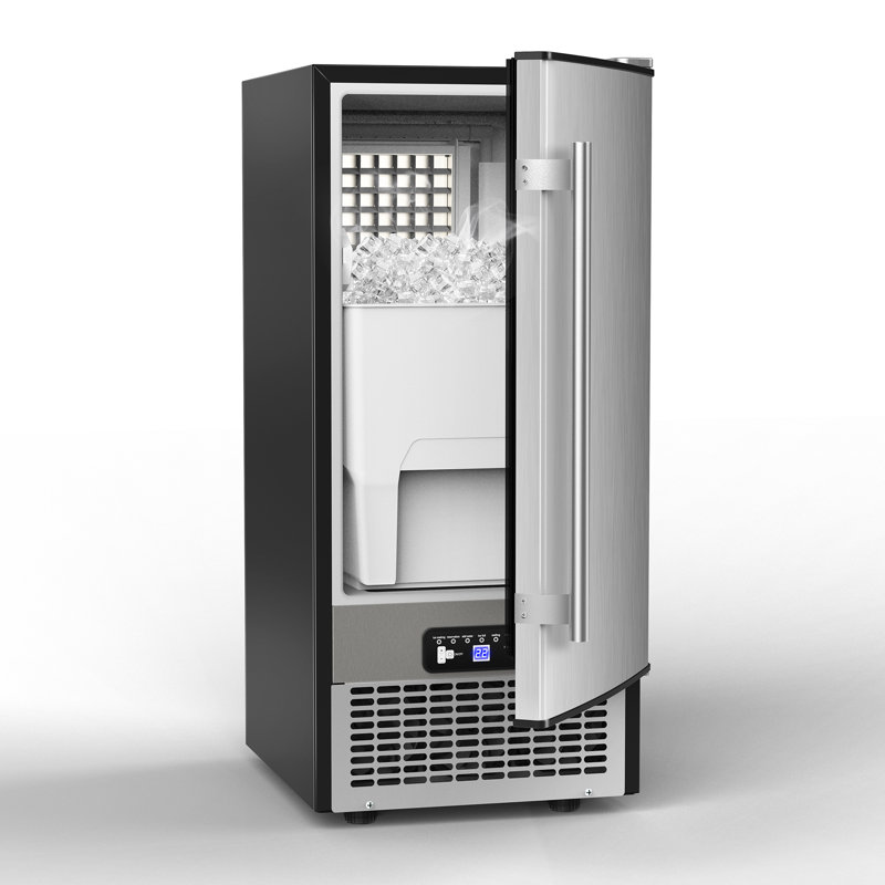  Commercial Under Counter Ice Maker Machine, 90 Lb/Day Auto-Cleaning & 24H Timer, Gravity Drainage,Stainless Steel Built-in Freestanding Ice Maker, 20 Lb Bin, Ideal for Commercial & Home
