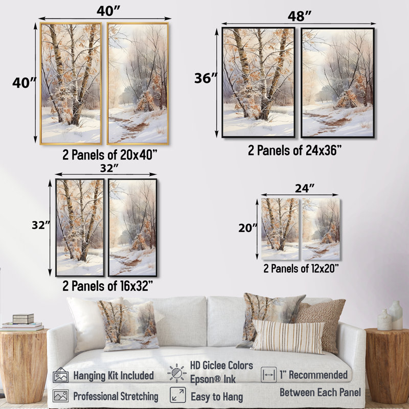 «Trees Charm In Winter - Trees», art mural sur toile, H 32 po x l 32 po, Reproduction encadrée sans passe-partout, Brun