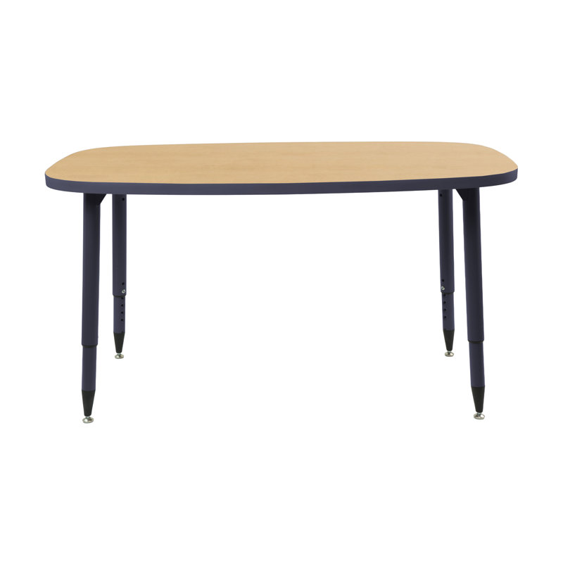 Table d'activité rectangulaire thermofusionnée avec pieds fuselés réglables 31 x 50 Adapte, Érable, Marine