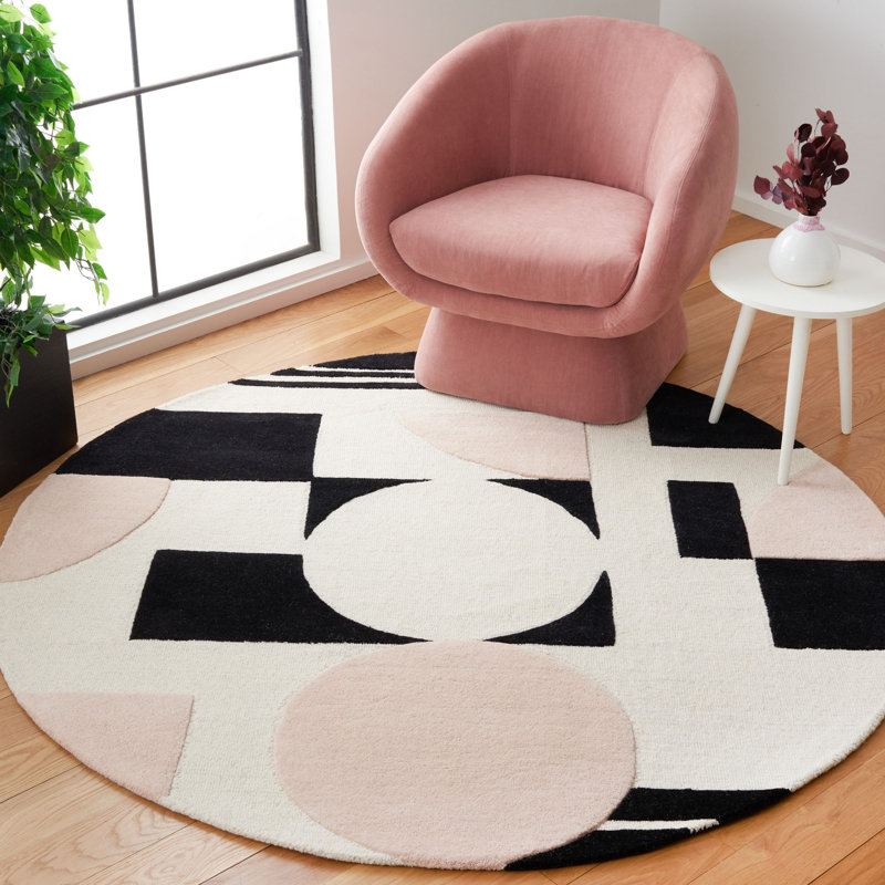 Felipe Wool Geometric Indoor Rug, Round 6'