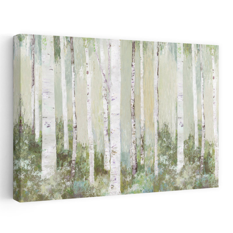 Tranquille, forêt, paysage, forêt, arbre, nature, peinture, impressionnisme, art contemporain, H 60 po x l 40 po