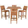 Teak Wood Bistro Bar Set Including 35" Square Miami Bar Table And Abacho Barstools