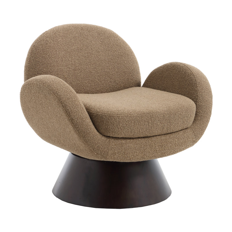Fauteuil pivotant avec base en bois massif, Boucle verte