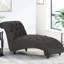 Chaise longue Comfy Curvy, tissu gris anthracite piqué à boutons et à losanges, chaise longue à pieds en bouleau, style bois