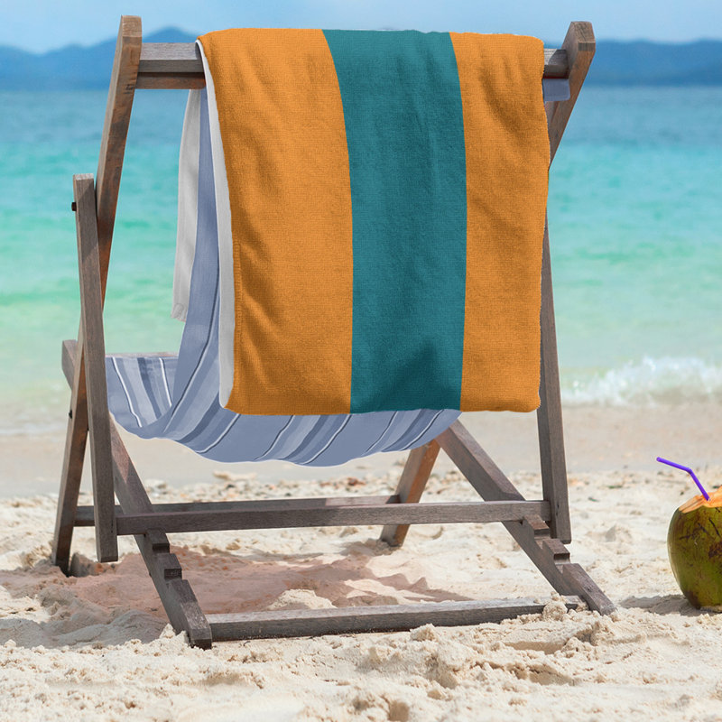 San Jose Lightweight Beach Towel, Burnt Orange/Deep Pacific Teal/Burnt Orange, Microfiber