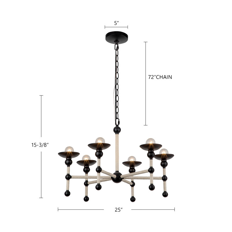Nadine 6 - Light Chandelier, Matte Black