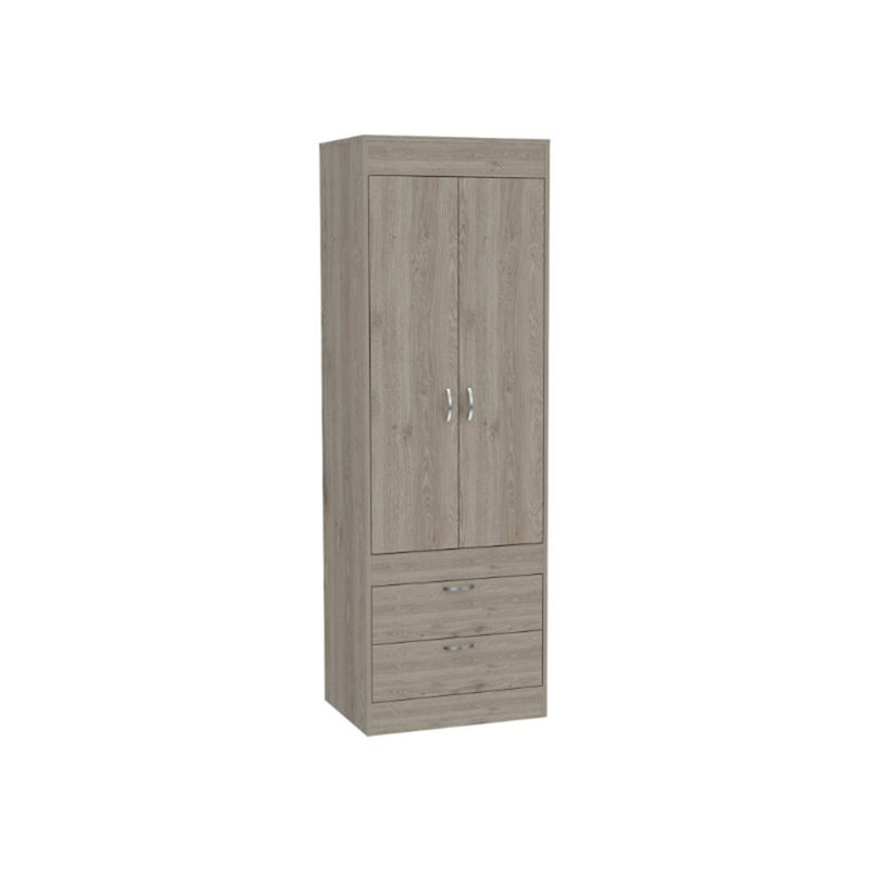 Light Grey 2-Drawer Armoire
