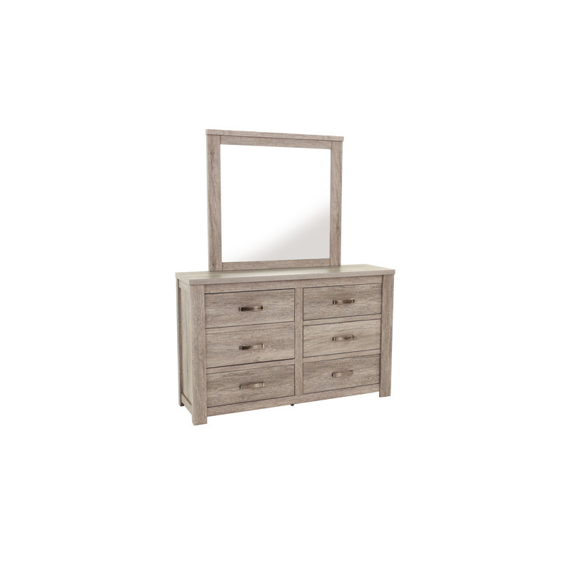 Mobilier de chambre à coucher à 6 tiroirs avec poignées en métal style rustique 1 pièce