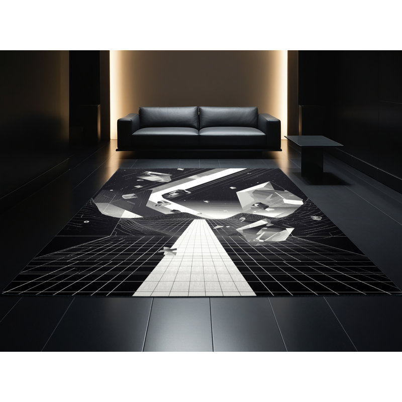 Tapis mauve et moderne à motif abstrait lavable à la machine Cumberland, 2 x 5