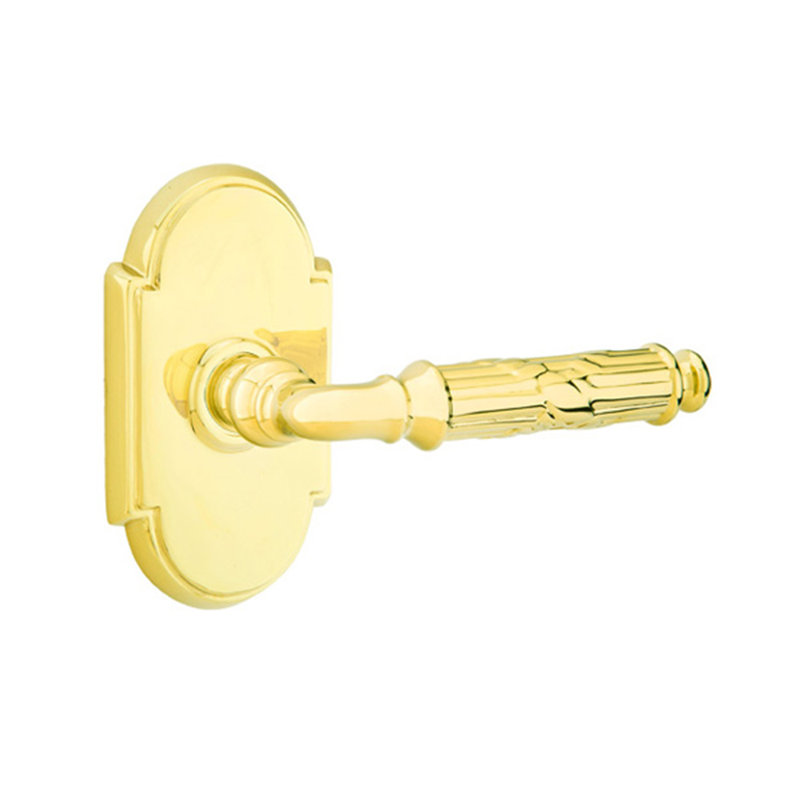 Double porte faux levier avec rosette, Laiton poli, Droite