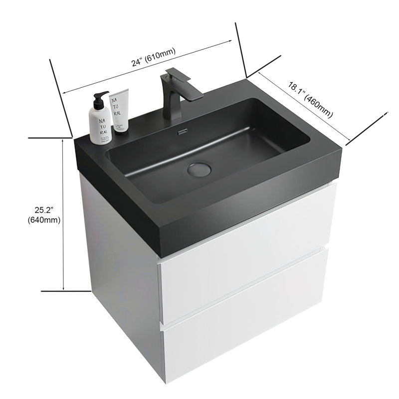 Meuble-lavabo de salle de bain avec lavabo, grand meuble-lavabo flottant mural