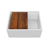 Whitehaus Collection Front Apron Single Bowl Fireclay Kitchen Sinks with Cutting Board and Grid