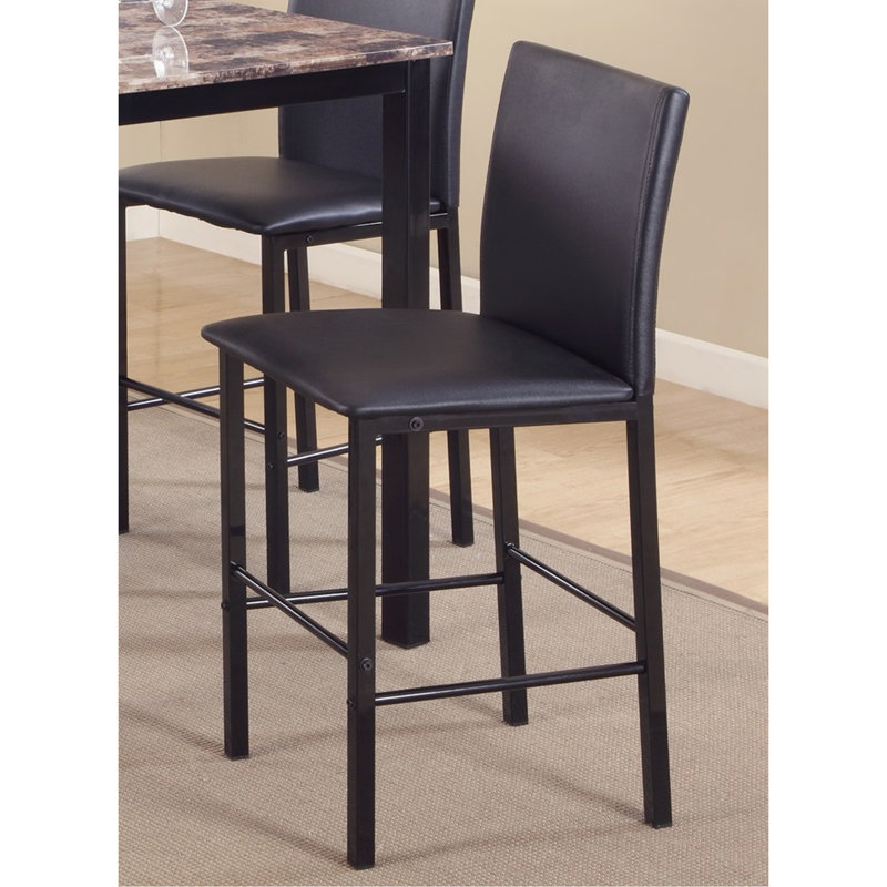 Chaises de salle à manger à hauteur de comptoir en métal avec structure en métal noir, ensemble de 4