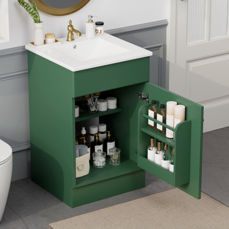 Meuble-lavabo de 20 po avec lavabo, meuble-lavabo avec tablette de porte et tablette réglable