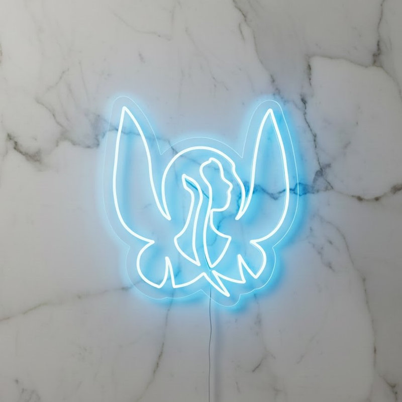  | Enseigne néon Angel Design | Fabriqué avec un tube néon à DEL durable qui émet une lueur bleu glacier pour une beauté durable et une efficacité énergétique | 23 x 24 | Bleu glacier