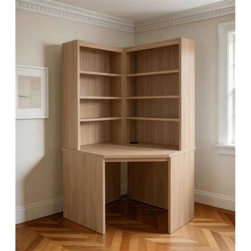 Haajar Corner Writing Desk, Oak