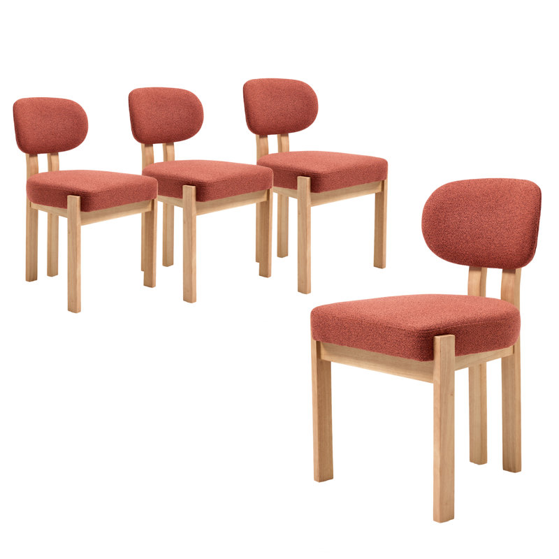 Solid Wood Dining Chairs Set, Modern Farmhouse Fabric Upholstered Dining Room Chair Kitchen Chairs, 4, Orange