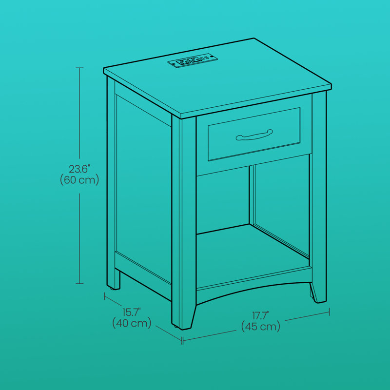 Table de chevet Allenside, Blanc / Brun