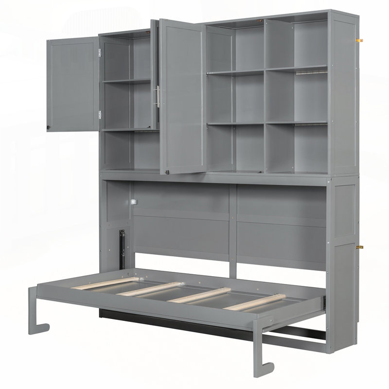 Lit escamotable polyvalent et peu encombrant avec caractéristiques avancées et design élégant, gris