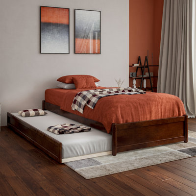 Lit plateforme en bois massif avec lit gigogne assorti Lamariah