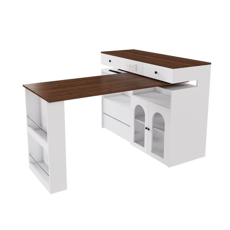 Ensemble d'îlot de cuisine 53,14 po, Blanc / Brun