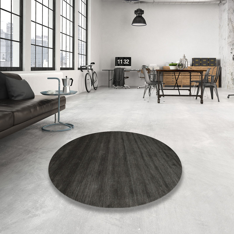 Tapis contemporain noir, Rond 3 pi