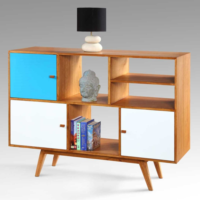 Phelan 145cm Sideboard, White/Blue/Brown