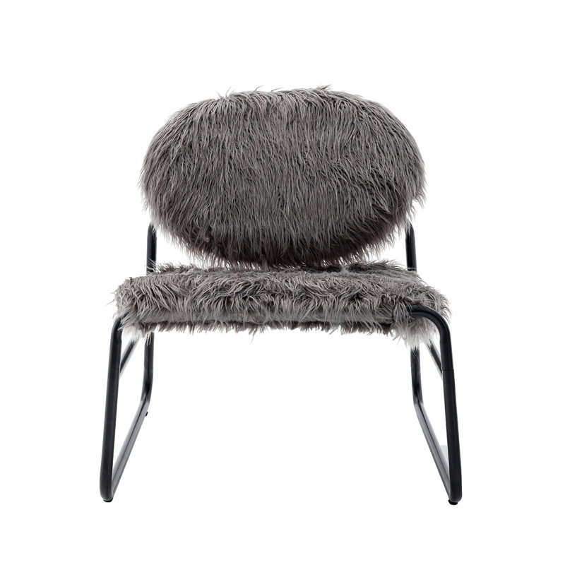 Fauteuil d'appoint industriel Nipote, Fausse fourrure grise