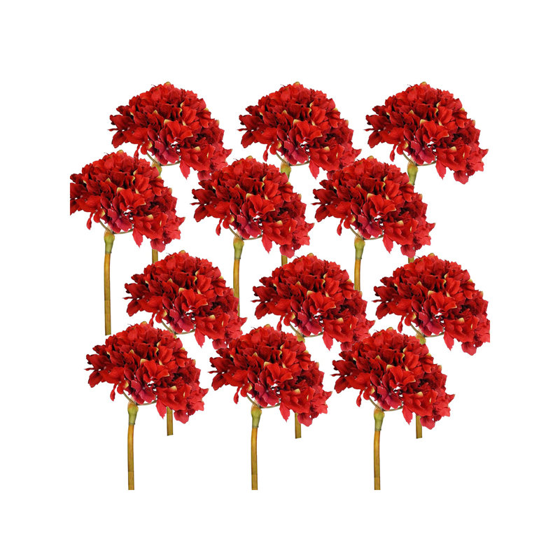 Ensemble de 12 hortensias Almost Real 14 po rose, Rouge