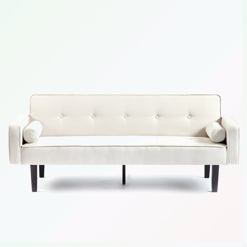 Console en bois massif 71,65 po Trayon, Mélange de lin beige