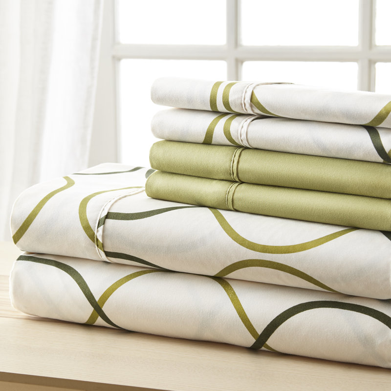 Ensemble de draps Hotel 5ème Ave Bellagio, Ensemble de draps pour grand lit + drap-housse + 4, Cercles verts