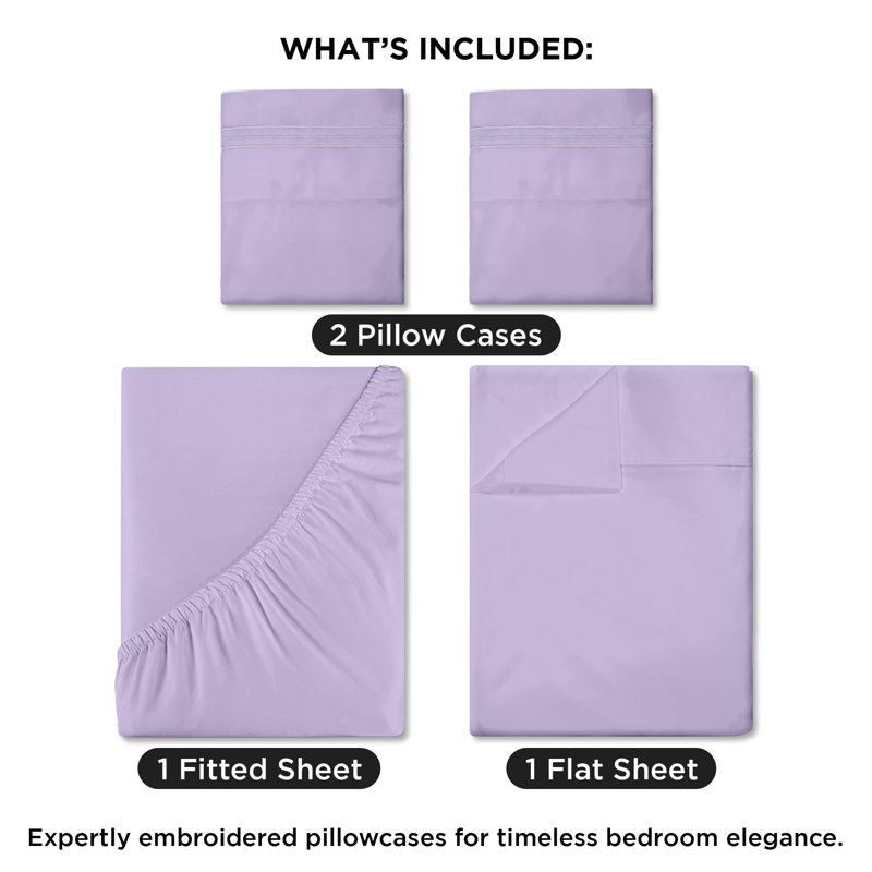 Royale Linens 4 Piece Sheets Set - Soft Brushed 1800 Microfiber Bedding - 1 Fitted and 1 Flat Sheet, 2 Pillow cases - Wrinkle Free & Fade Resistant - Hotel Luxury Bed Sheets Set
