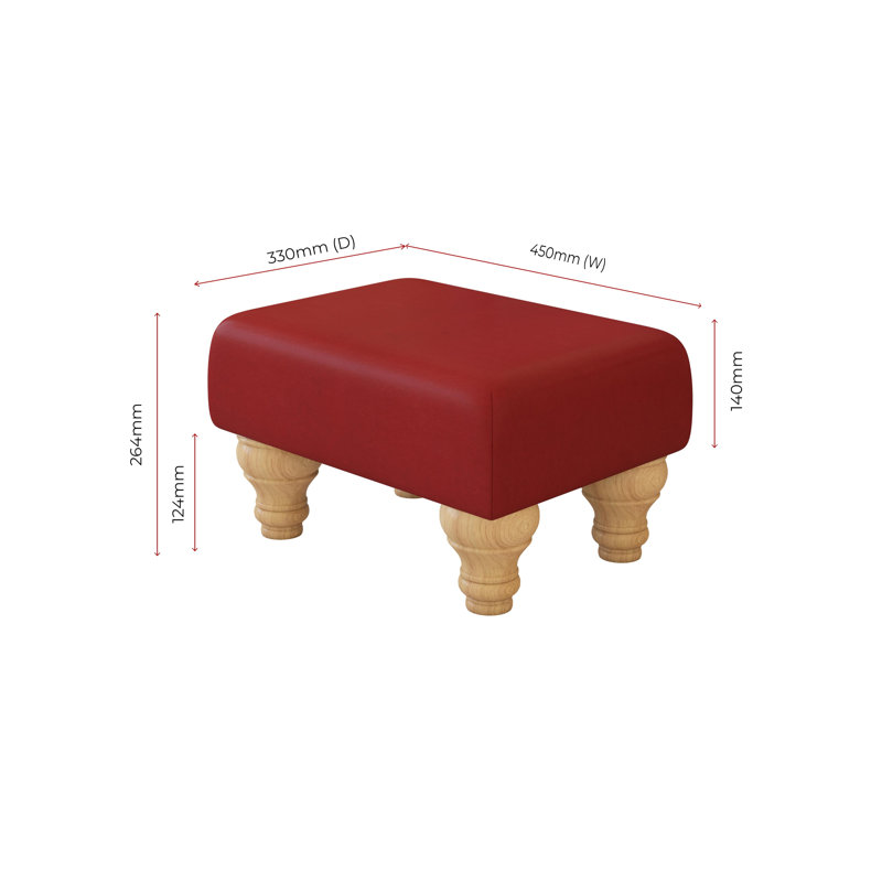 Acierno Natural Wood Turned Leg - Faux Leather, Natural, Poppy Red