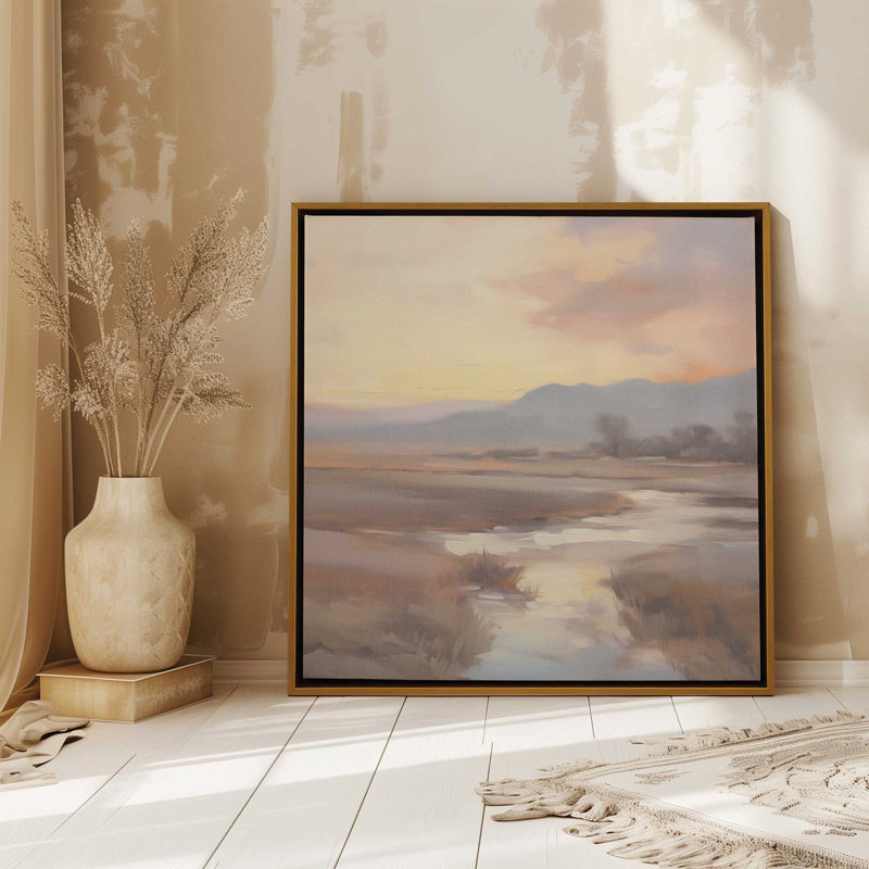 «Meadow Glow at Sunset», reproduction sur toile, Encadrement brun clair, H 12,75 po x l 12,75 po x P 1,75 po