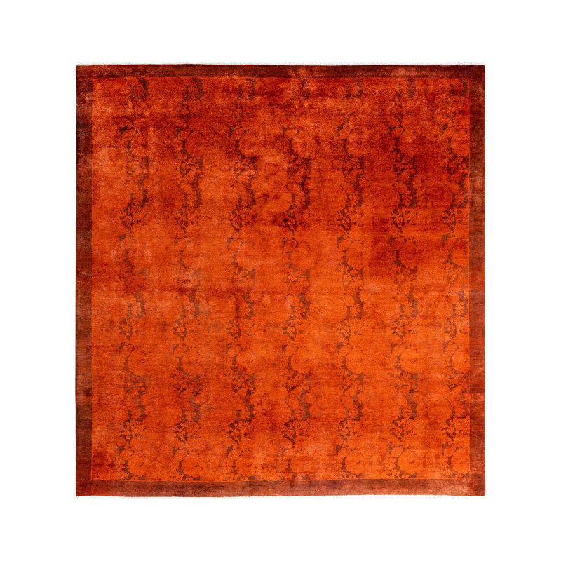 Tapis unique noué à la main Fine Vibrance - orange, 6 pi 1 po x 6 pi 5 po